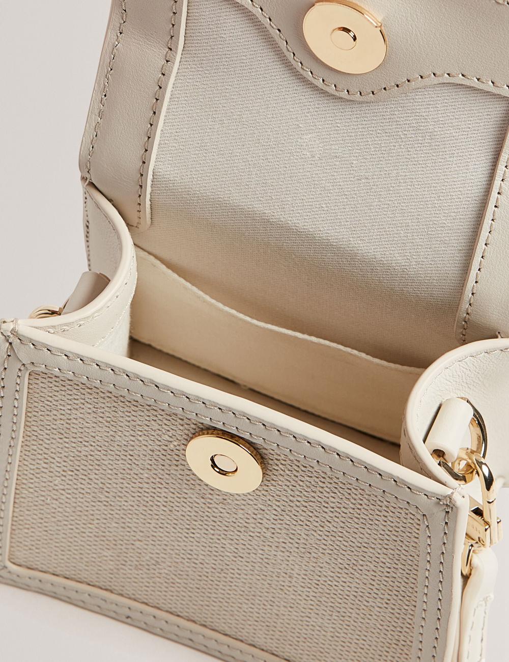 Ted Baker AUDOU - Rose Detail Canvas Mini Top Handle Crossbodytassen Dames Ecru | YZOM-07564
