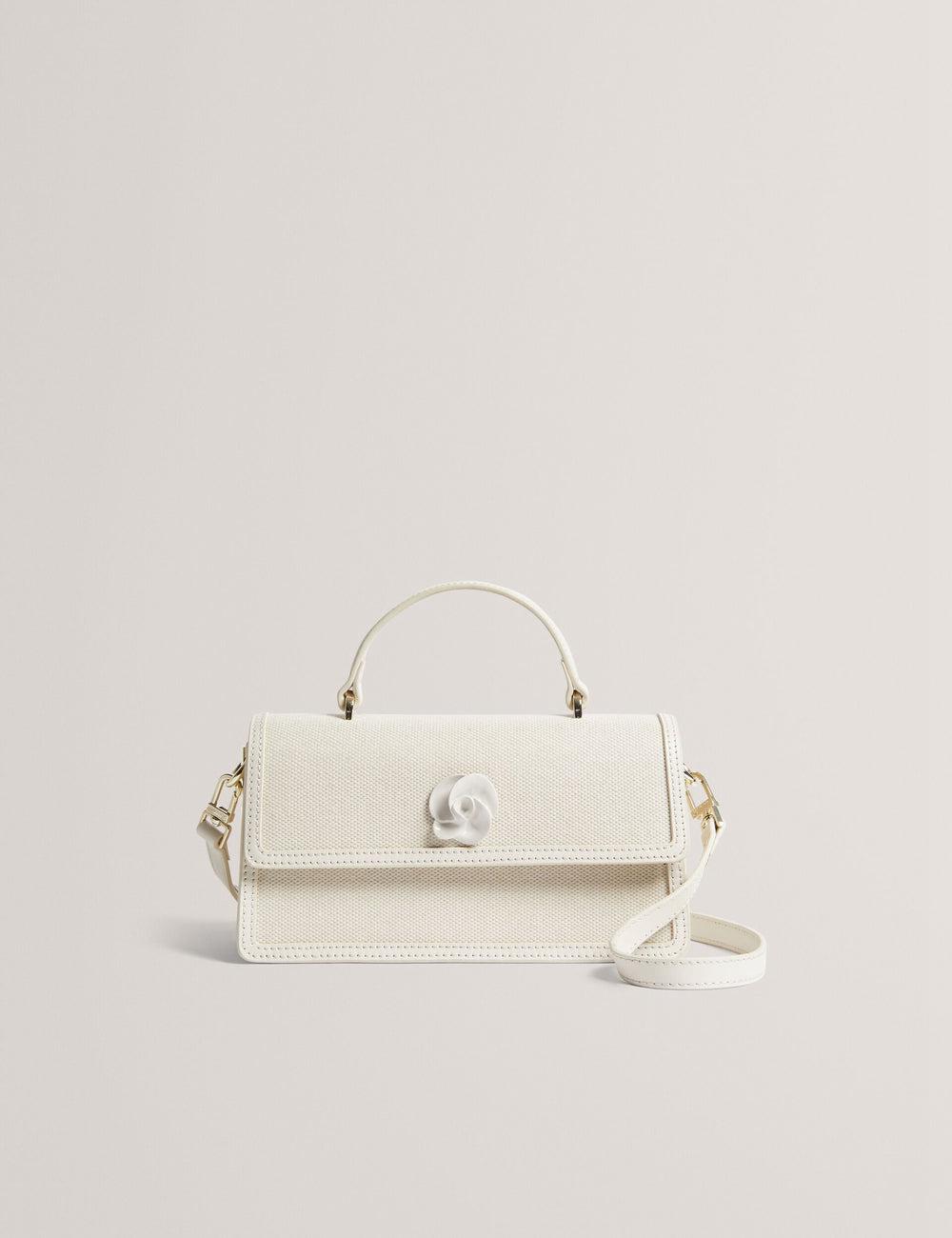 Ted Baker AUDRIS - Rose Detail Canvas Top Handleuette Crossbodytassen Dames Ecru | IJFW-52364