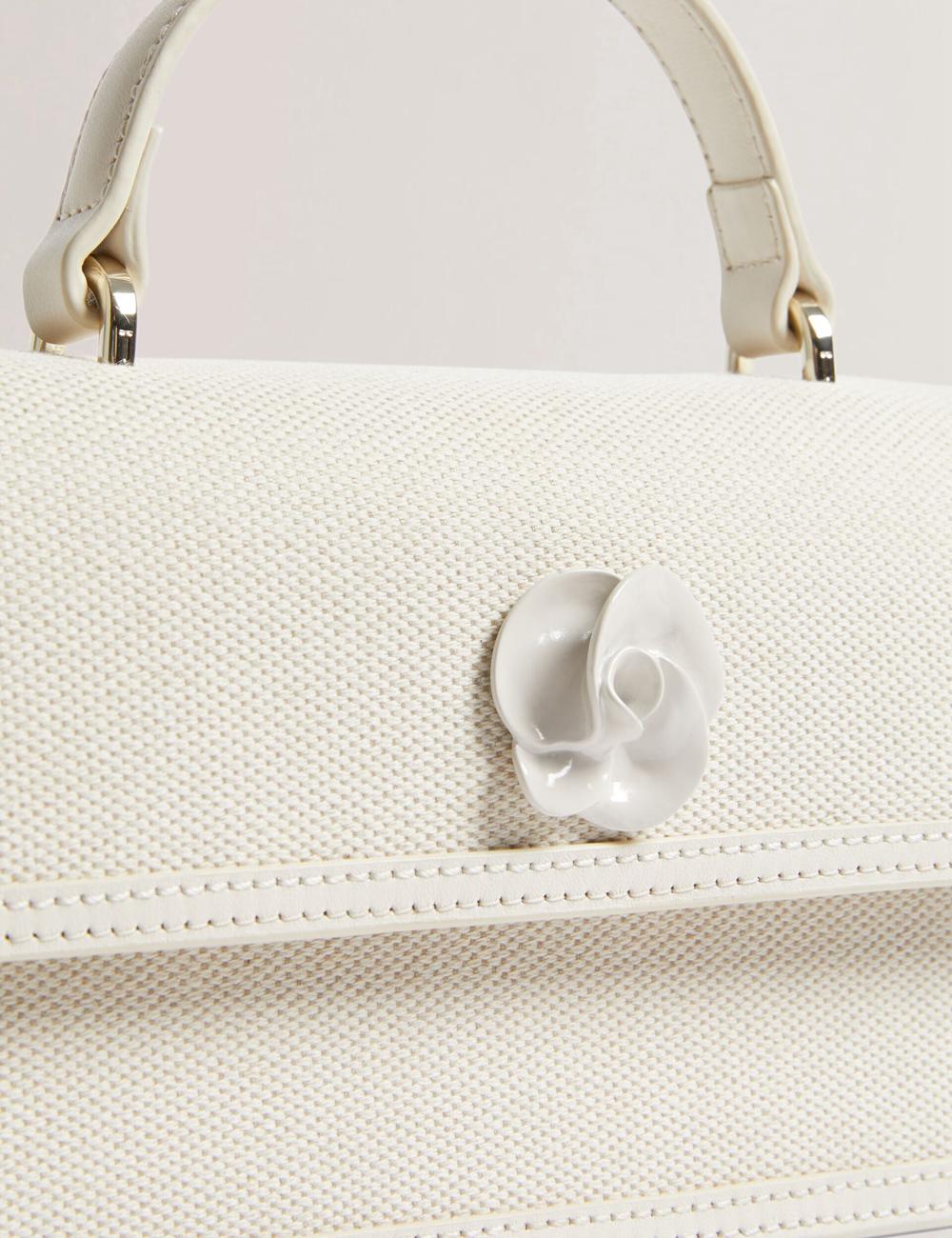 Ted Baker AUDRIS - Rose Detail Canvas Top Handleuette Crossbodytassen Dames Ecru | IJFW-52364