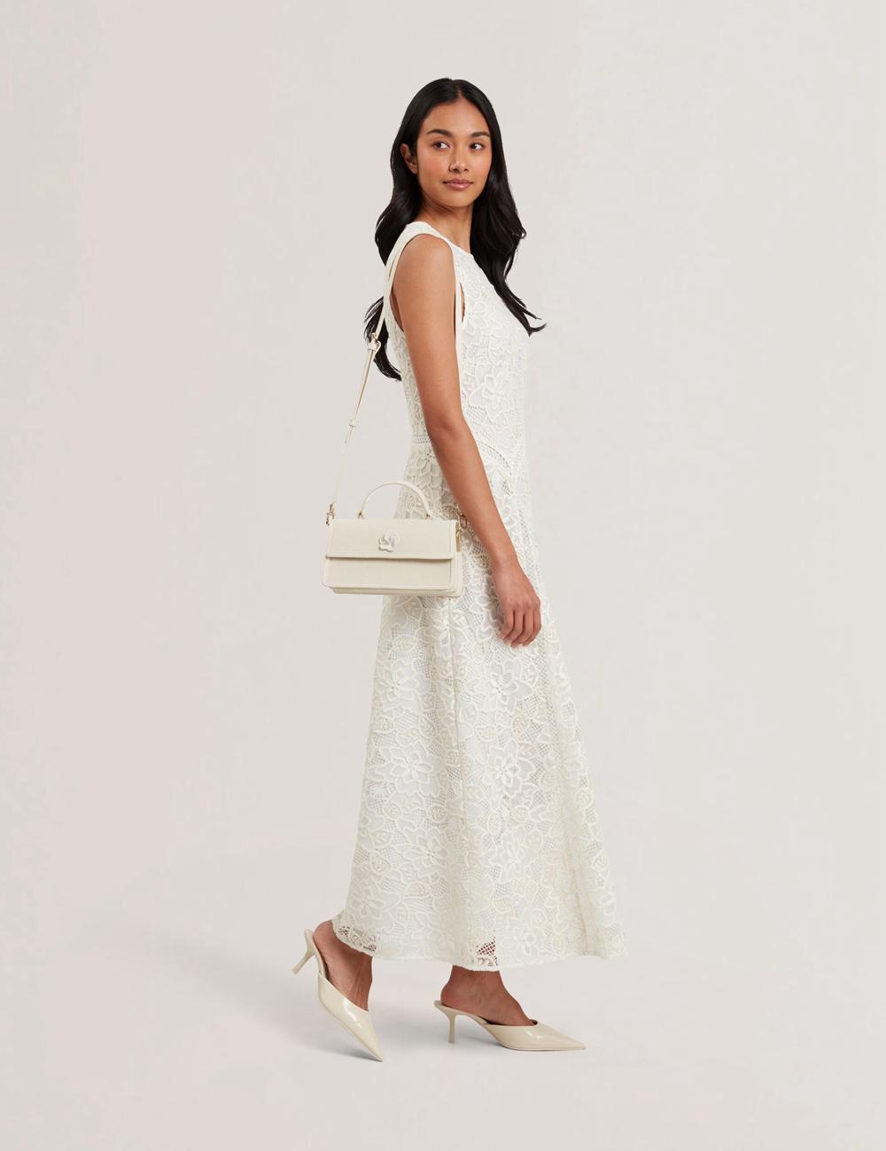 Ted Baker AUDRIS - Rose Detail Canvas Top Handleuette Crossbodytassen Dames Ecru | IJFW-52364