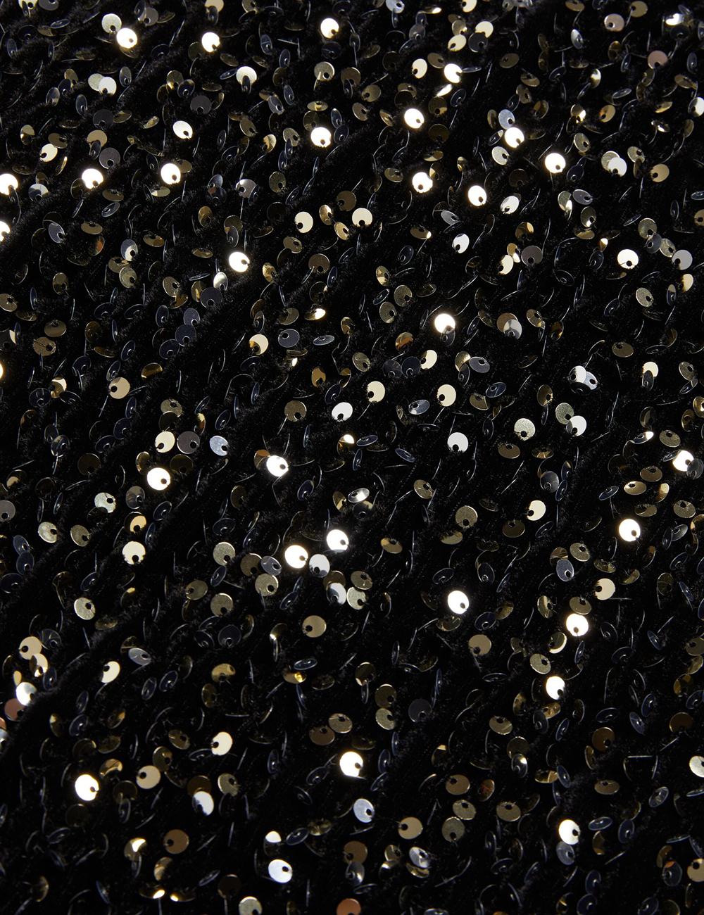 Ted Baker AUDRIYY - Sequin Embellished Velvet Shift Mini-jurk Dames Zwart | GWLA-10284
