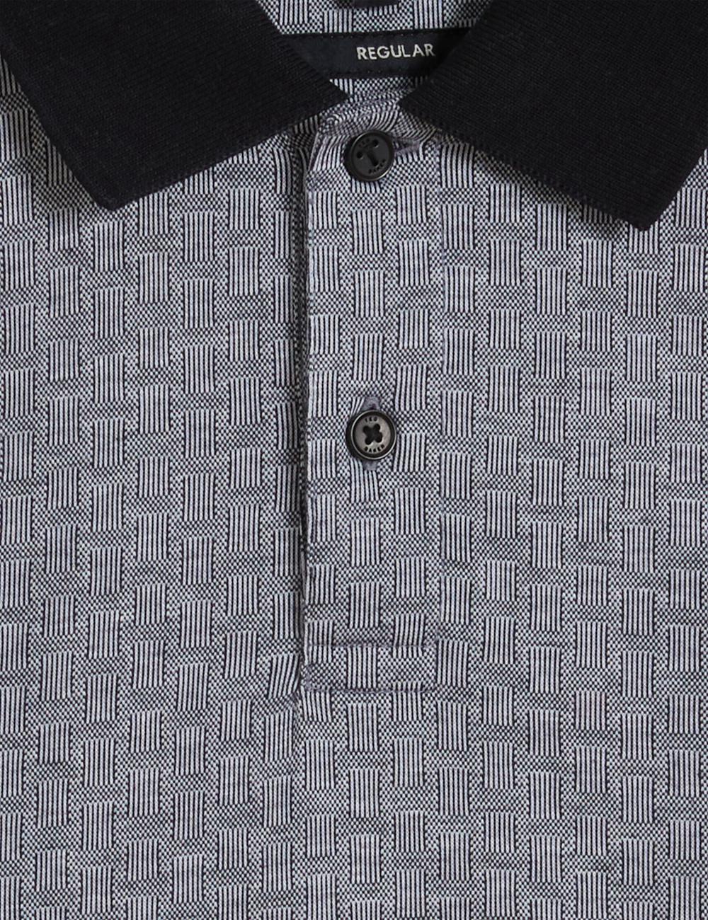 Ted Baker AUGUSO - Textured Jacquard Cotton Poloshirt Heren Donkerblauw | DLFV-16057