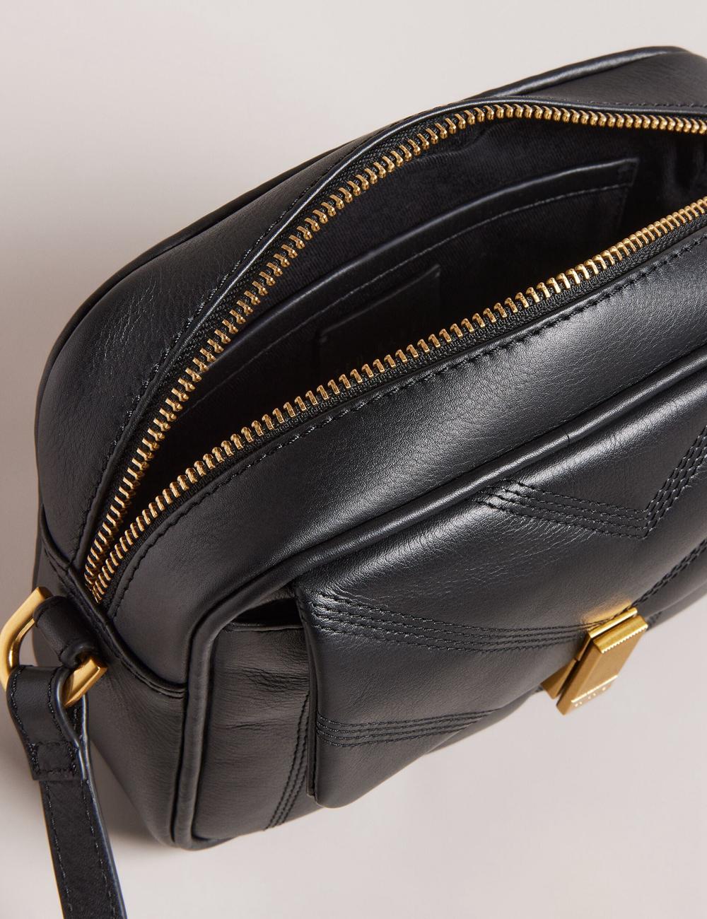 Ted Baker AYALILY - Quilted Leather Camera With Front Pocket Schoudertassen Dames Zwart | UAKM-09283