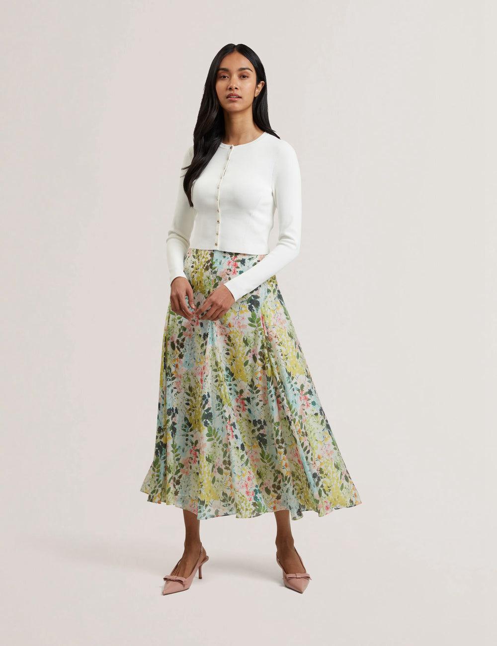Ted Baker AZULLA - Floral A-Line Woven Rokken Dames Ivory | HFDS-96483