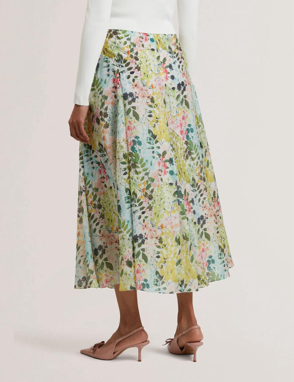 Ted Baker AZULLA - Floral A-Line Woven Rokken Dames Ivory | HFDS-96483