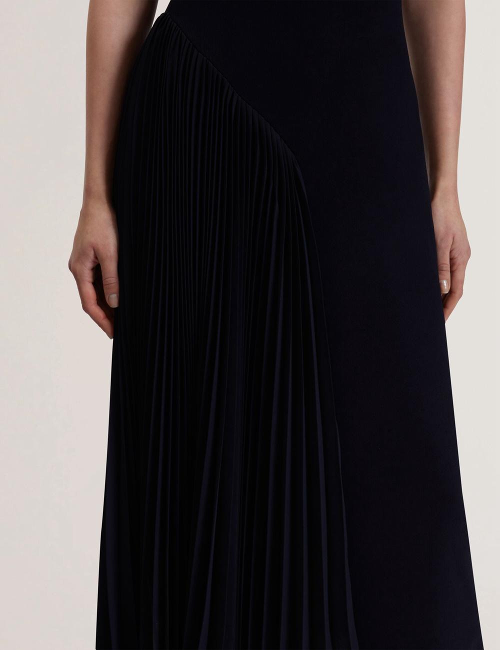 Ted Baker AZZINA - Pleated Panel Sleeveless Knitted Midi-jurk Dames Donkerblauw | IBFO-63498
