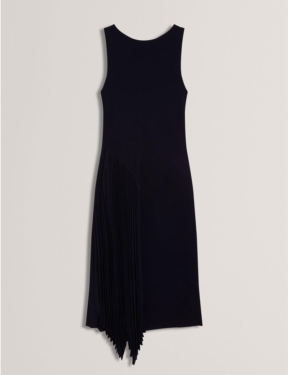 Ted Baker AZZINA - Pleated Panel Sleeveless Knitted Midi-jurk Dames Donkerblauw | IBFO-63498
