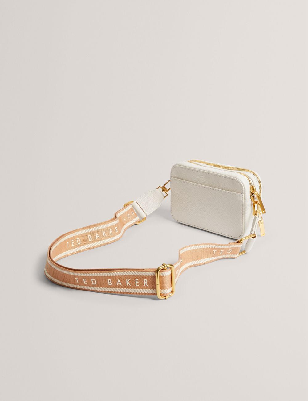 Ted Baker BARIA - Faux Raffia Leather Trim Mini Camera Cameratas Dames Ecru | BDGU-89516