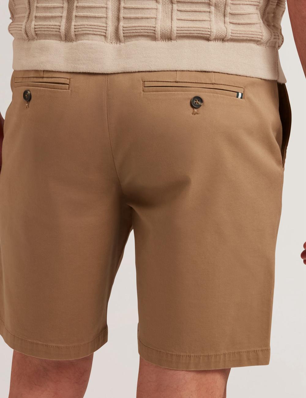 Ted Baker BARNHAM - Regular Fit Cotton Blend Chino Korte Broek Heren Tan | YULI-41659