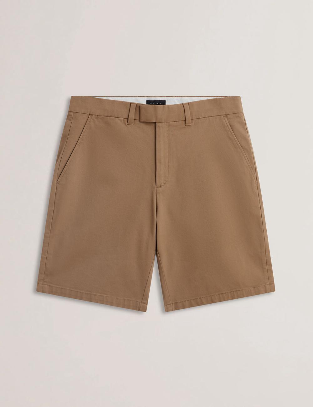 Ted Baker BARNHAM - Regular Fit Cotton Blend Chino Korte Broek Heren Tan | YULI-41659