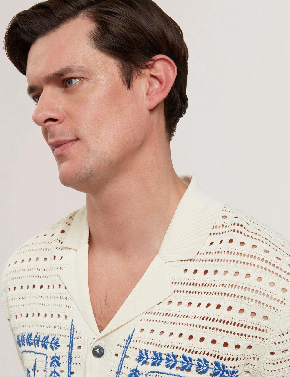 Ted Baker BARRI - Short Sleeve Crochet Embroidered Overhemd Heren Ecru | PAGM-89170