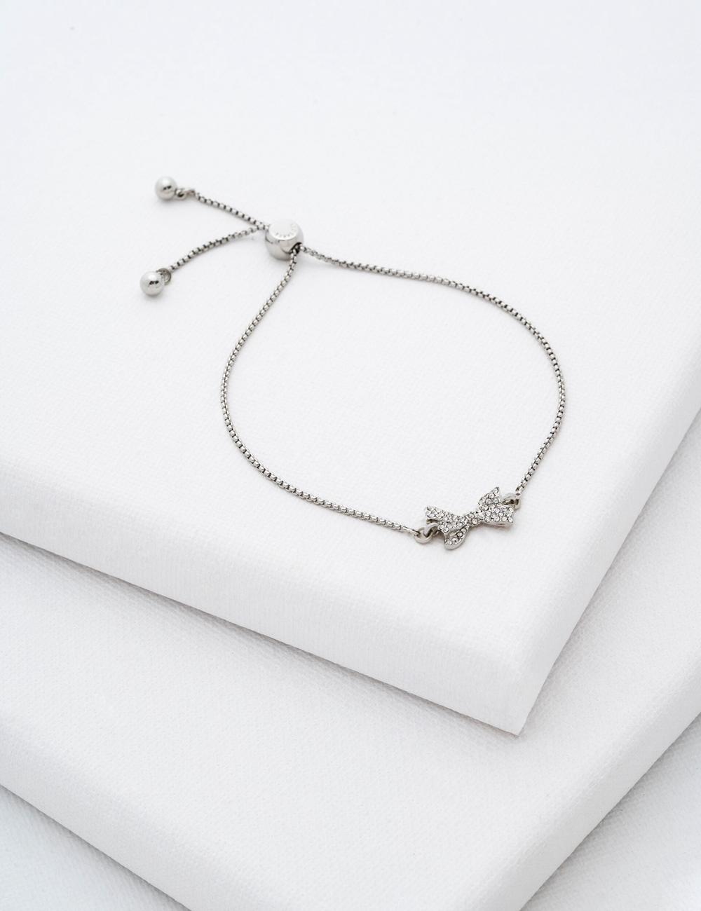 Ted Baker BARSET - Crystal Bow Adjustable Armbanden Dames Zilver | ZTNV-12705