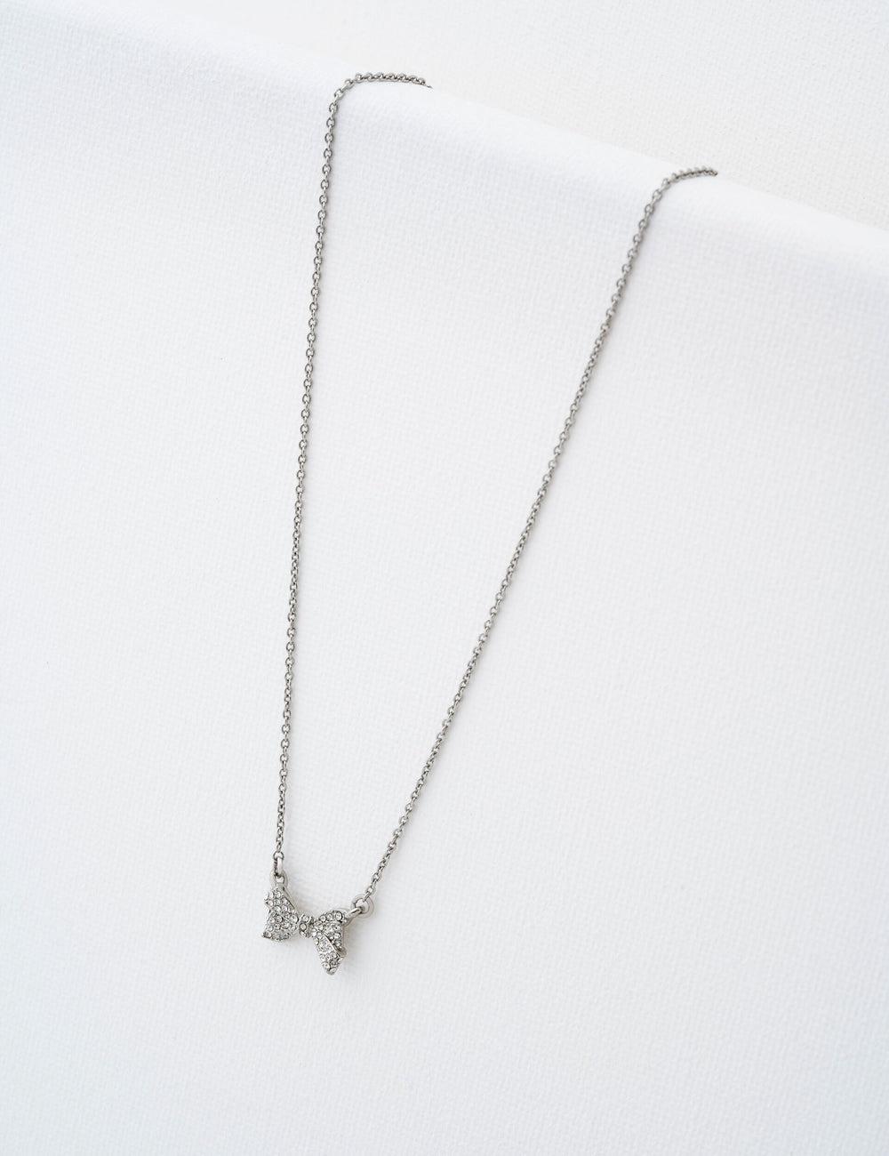 Ted Baker BARSIE - Crystal Bow Pendant Kettingen Dames Zilver | RIVO-13042
