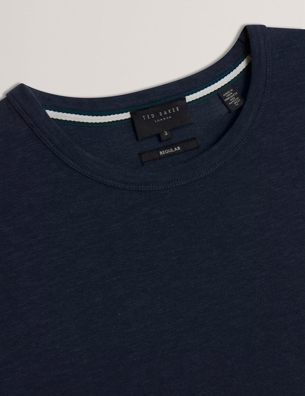 Ted Baker BARTOL - Regular Cotton Linen Crew Neck T-shirts Heren Donkerblauw | BSFM-72509
