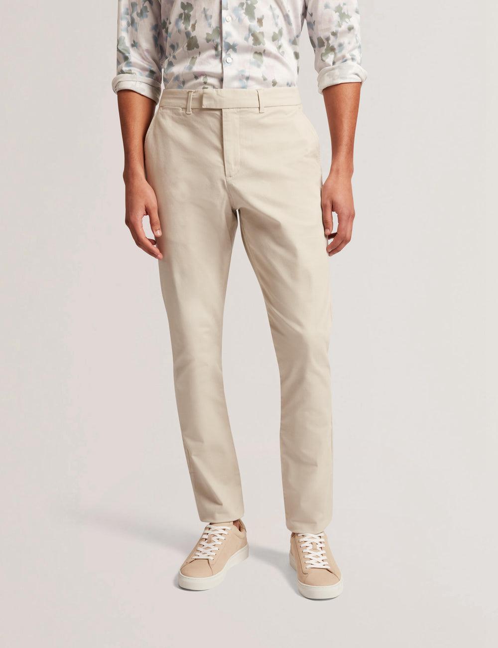Ted Baker BATFORD - Slim Fit Cotton Blend Chinos Broek Heren Tan | QOLM-69251
