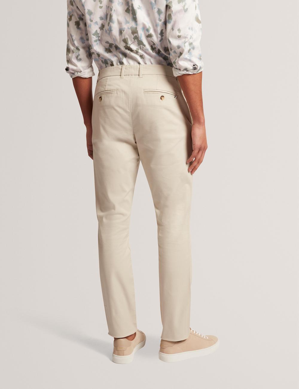 Ted Baker BATFORD - Slim Fit Cotton Blend Chinos Broek Heren Tan | QOLM-69251