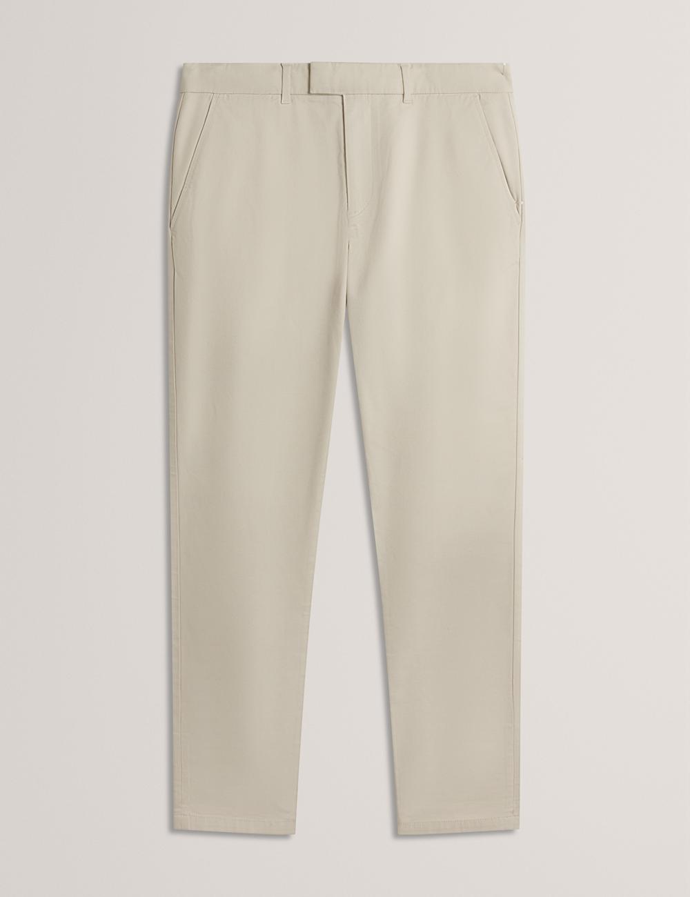Ted Baker BATFORD - Slim Fit Cotton Blend Chinos Broek Heren Tan | QOLM-69251