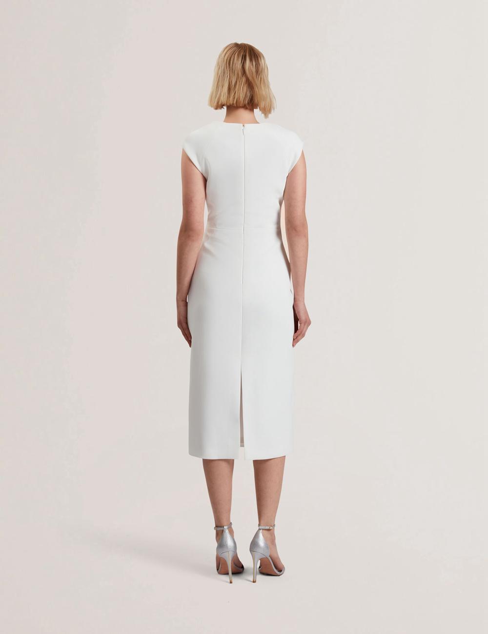 Ted Baker BAYREE - Folded Neckline Pencil Midi-jurk Dames Wit | PURE-64508