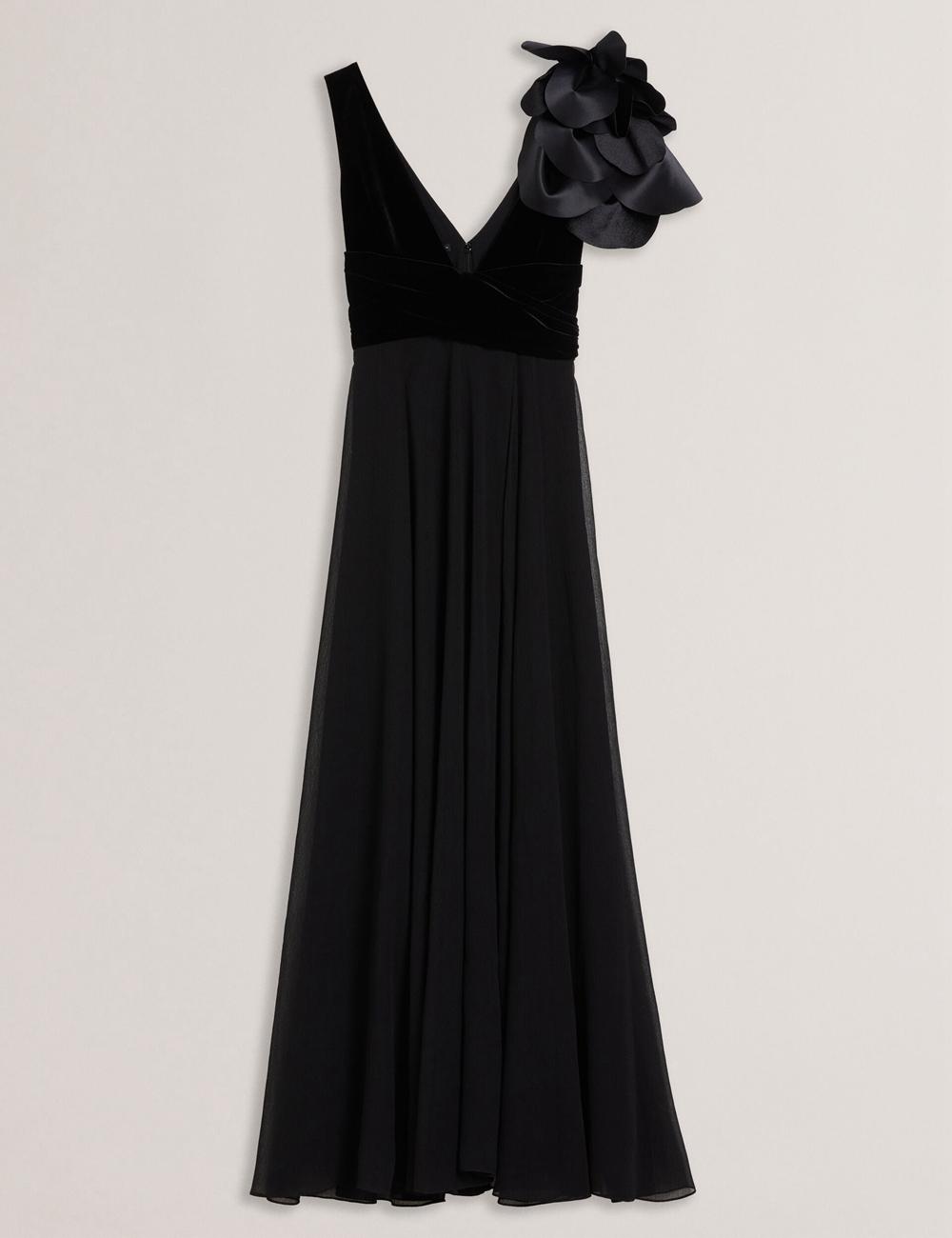 Ted Baker BEIRA - Corsage Plunge Neck Sleeveless Maxi Jurk Dames Zwart | WHSU-27145