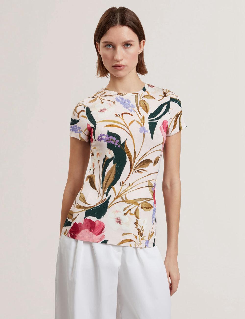 Ted Baker BELLIEA - Painted Floral Print Slim Fit T-shirts Dames Roze | LCEM-78413