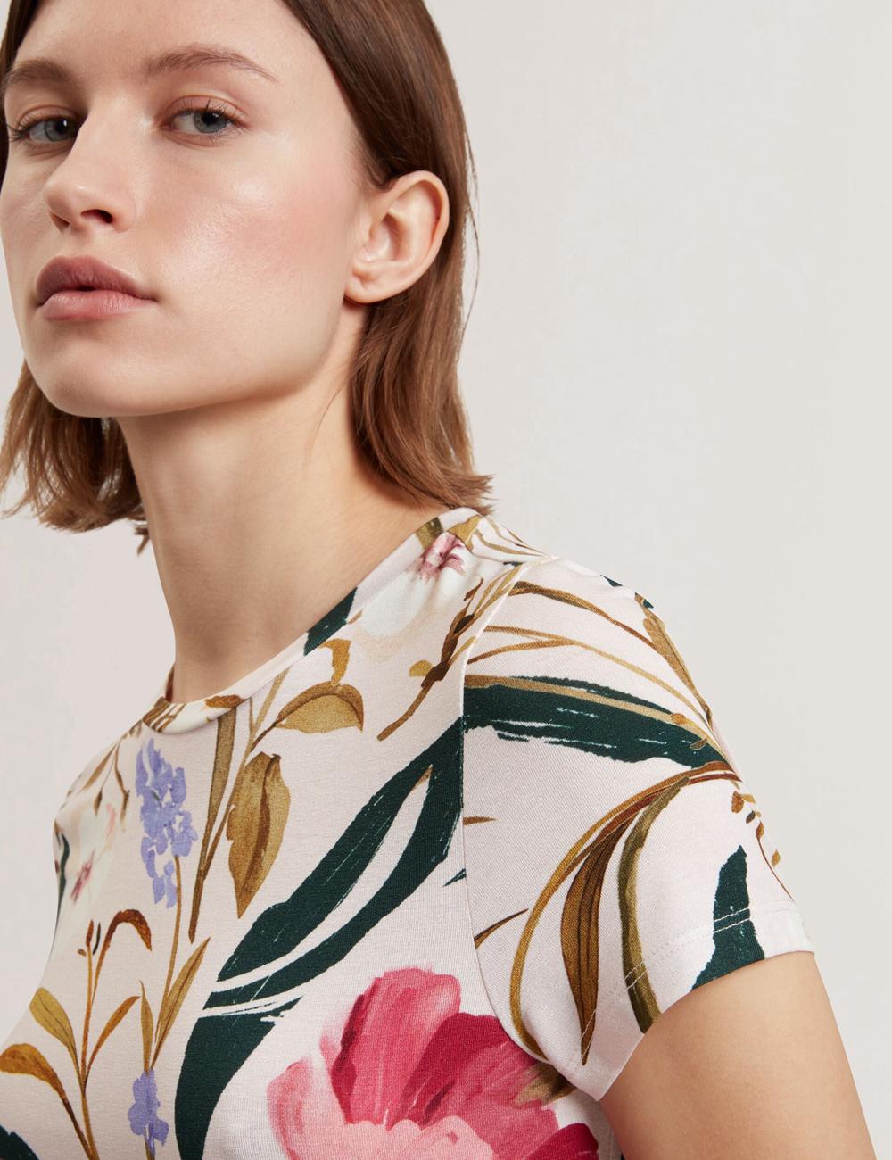 Ted Baker BELLIEA - Painted Floral Print Slim Fit T-shirts Dames Roze | LCEM-78413