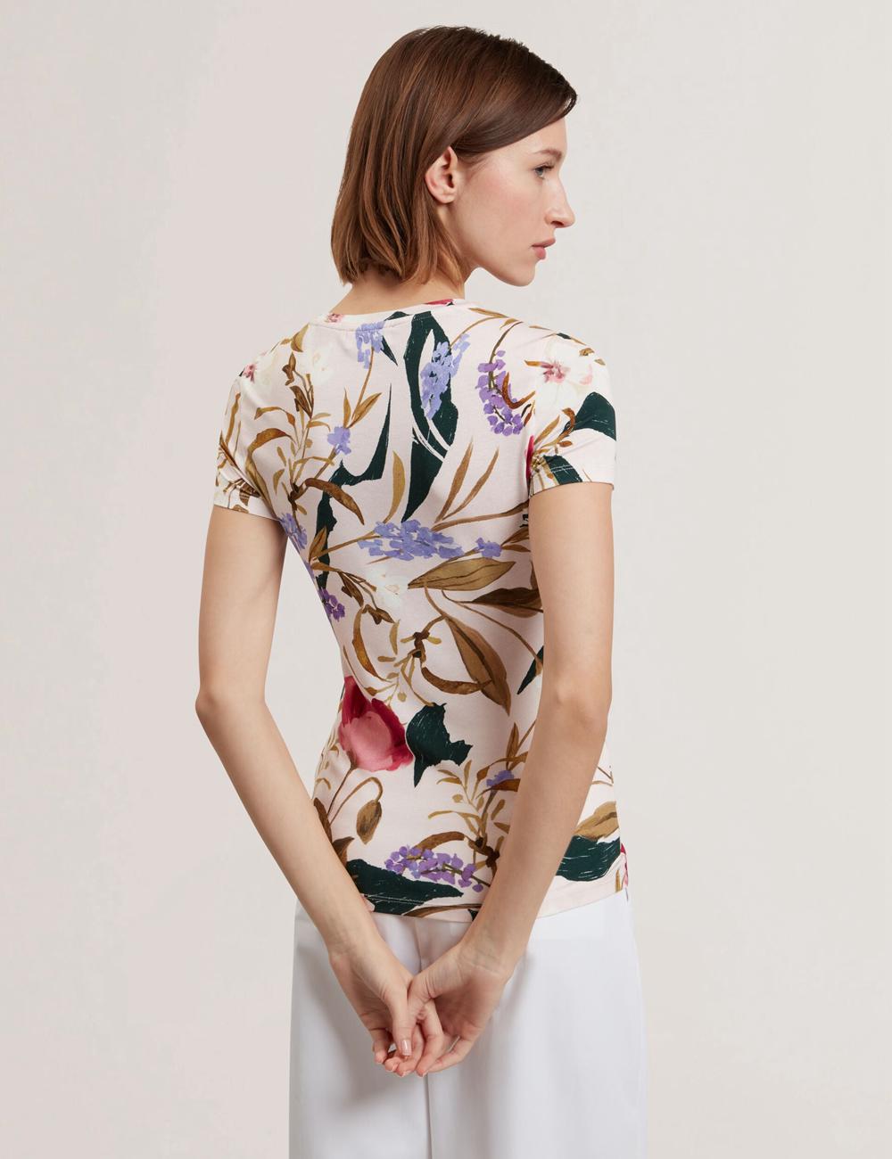 Ted Baker BELLIEA - Painted Floral Print Slim Fit T-shirts Dames Roze | LCEM-78413