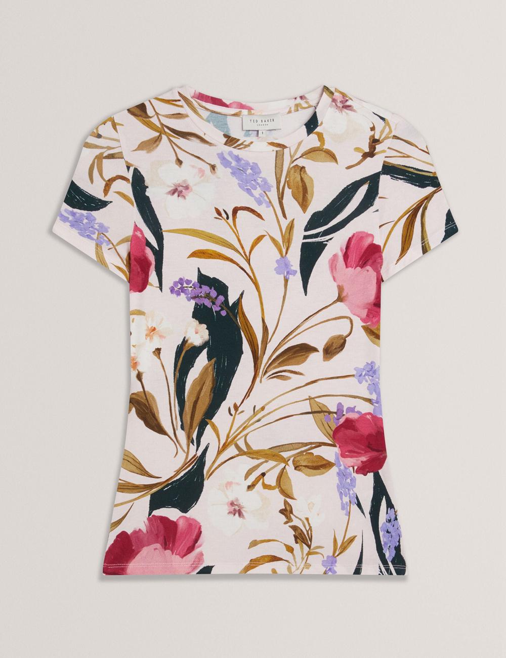 Ted Baker BELLIEA - Painted Floral Print Slim Fit T-shirts Dames Roze | LCEM-78413