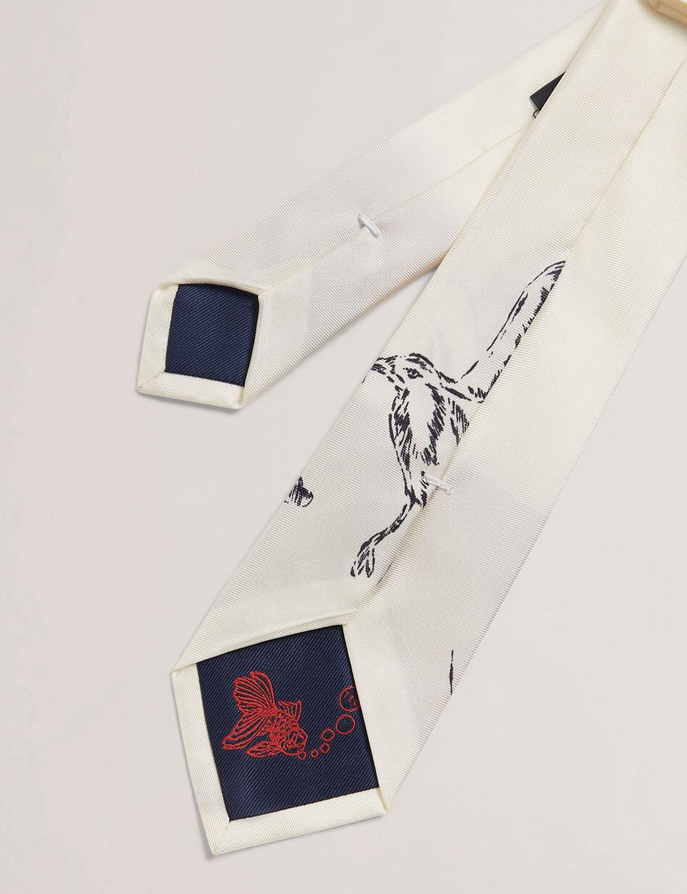Ted Baker BENHALL - Seagull Graphic Silk Stropdassen Heren Ecru | HSJR-69108