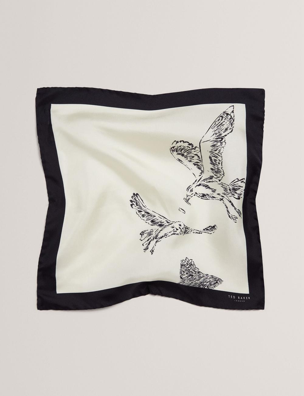 Ted Baker BENHALP - Seagull Graphic Silk Pocket Pochetten Heren Ecru | PVJS-94765