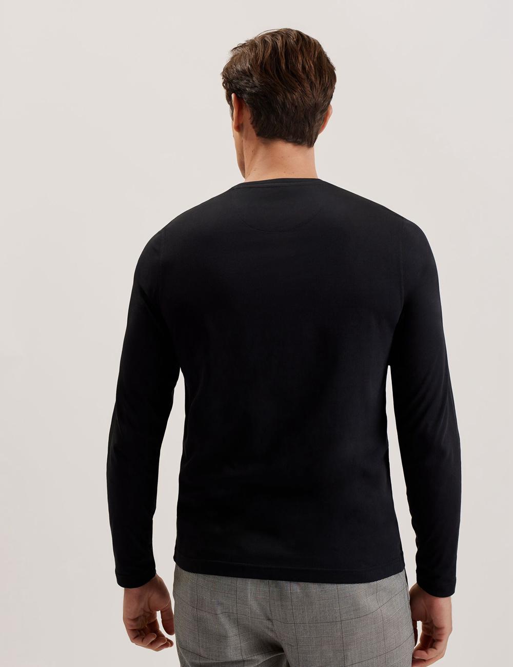 Ted Baker BEXLI - Regular Fit Long Sleeve Cotton T-shirts Heren Zwart | IQLS-07256