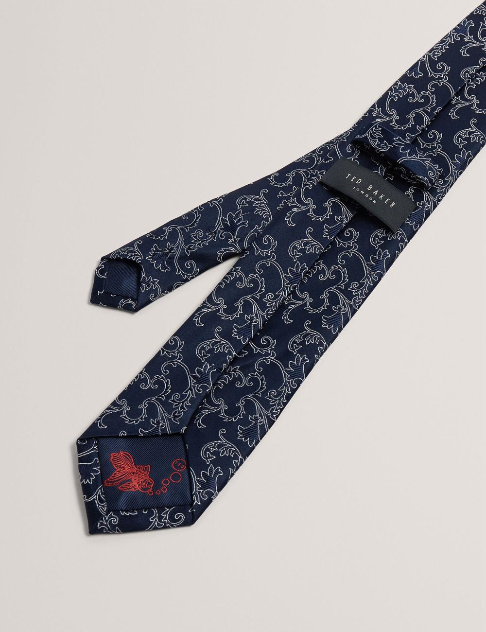 Ted Baker BIONDIS - Baroque Floral Print Silk Stropdassen Heren Donkerblauw | OXHB-96802