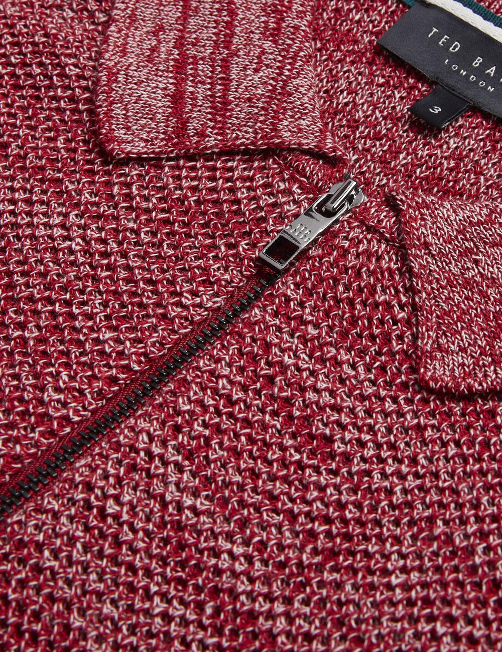 Ted Baker BLOSSAM - Space Dye Zip Neck Poloshirt Heren Rood | XKLT-92406