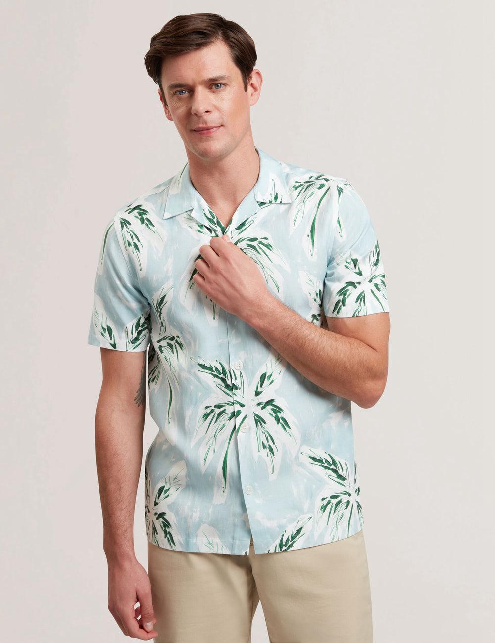 Ted Baker BOCHE - Short Sleeve Regular Tropical Palm Tree Overhemd Heren Groen | UQBW-49812