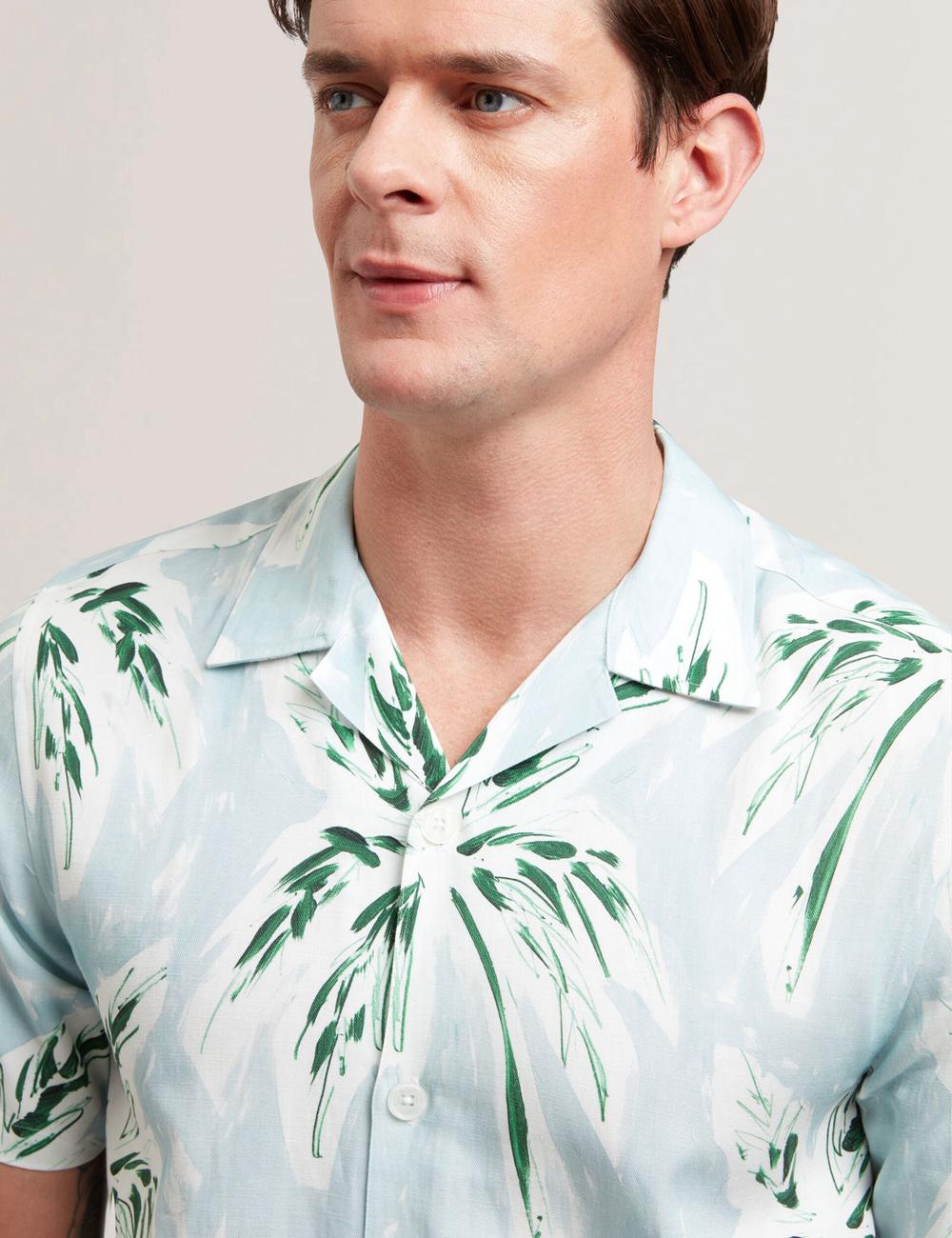 Ted Baker BOCHE - Short Sleeve Regular Tropical Palm Tree Overhemd Heren Groen | UQBW-49812