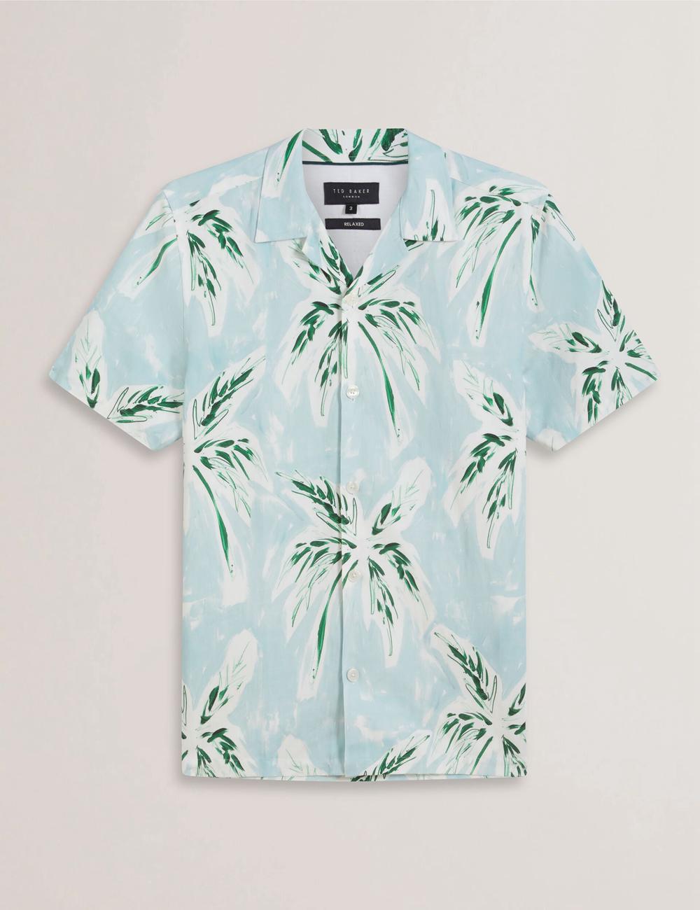 Ted Baker BOCHE - Short Sleeve Regular Tropical Palm Tree Overhemd Heren Groen | UQBW-49812