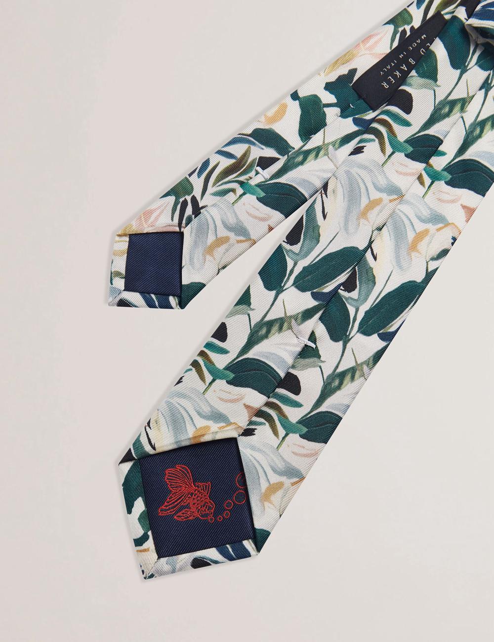 Ted Baker BOYTONN - Painted Floral Print Silk Stropdassen Heren Ecru | PZJD-50613