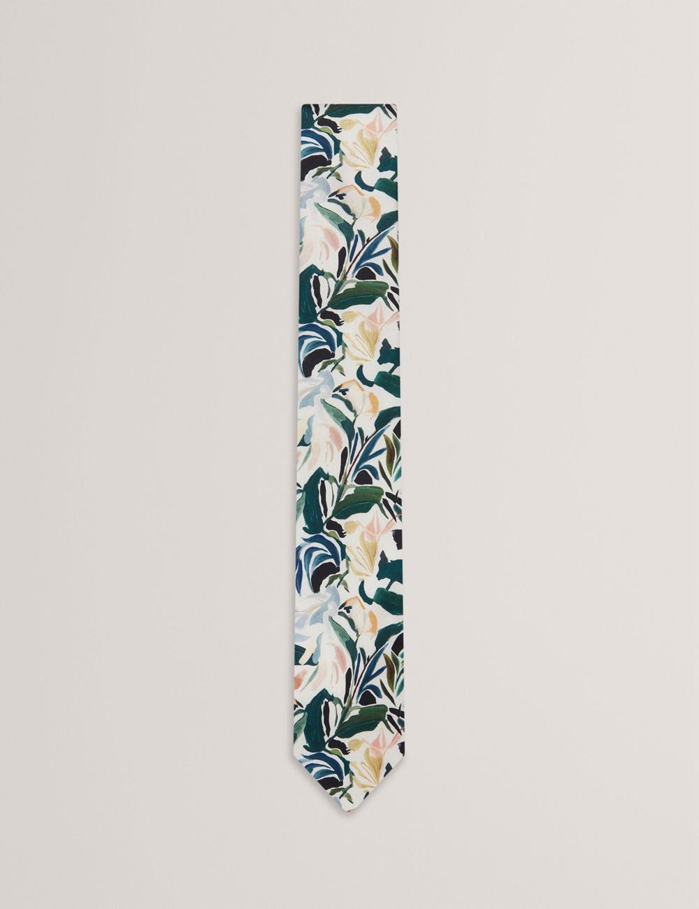 Ted Baker BOYTONN - Painted Floral Print Silk Stropdassen Heren Ecru | PZJD-50613