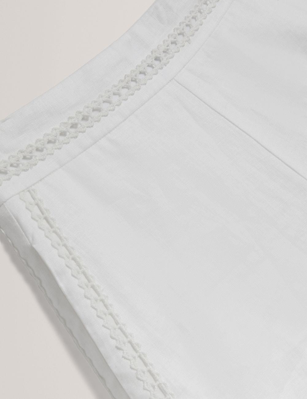 Ted Baker BUCCIA - Crochet Trim High Waisted Linen Korte Broek Dames Wit | QATW-12609