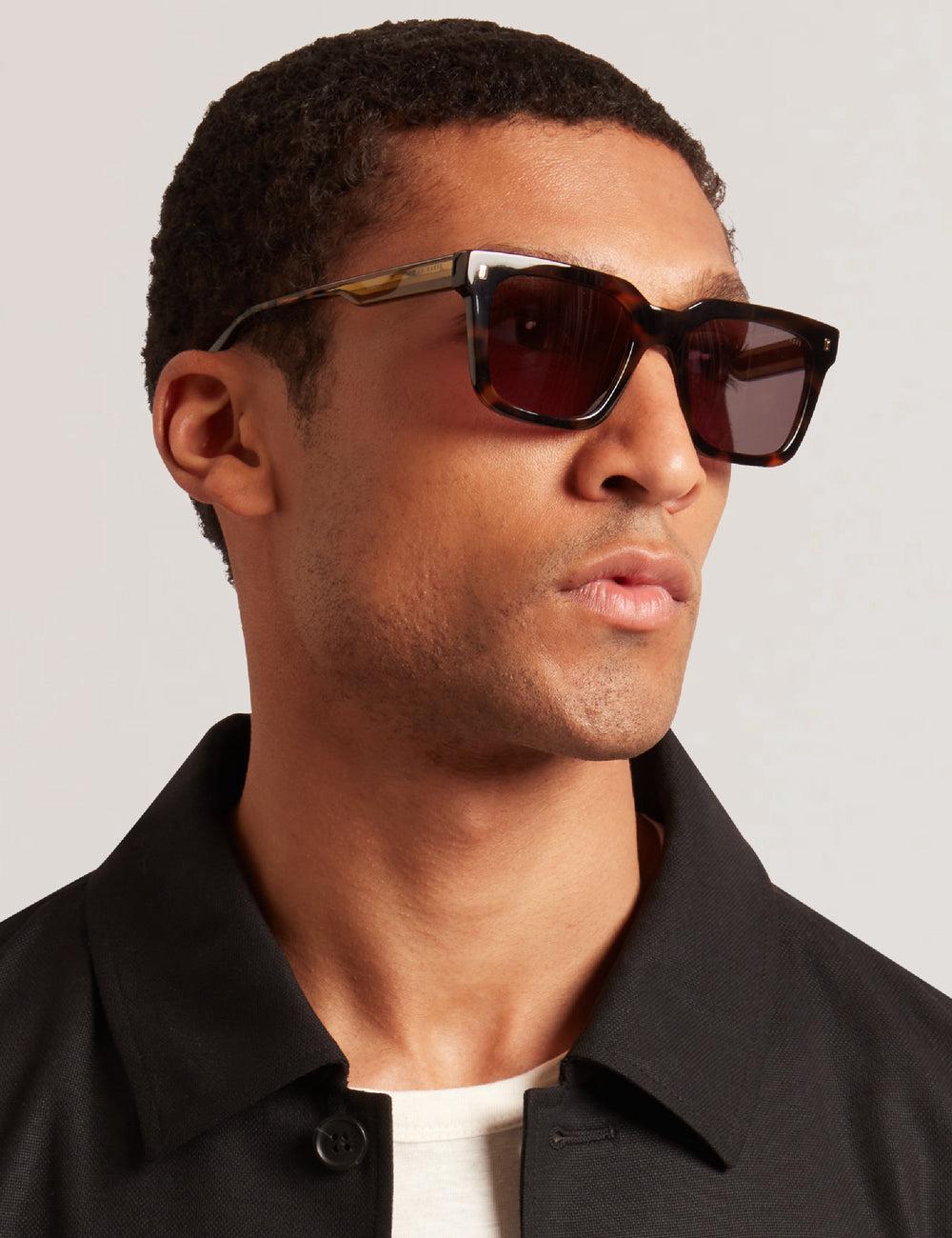 Ted Baker CAIN - Chunky Square Two Tone Zonnebril Heren Bruin | IYND-35816