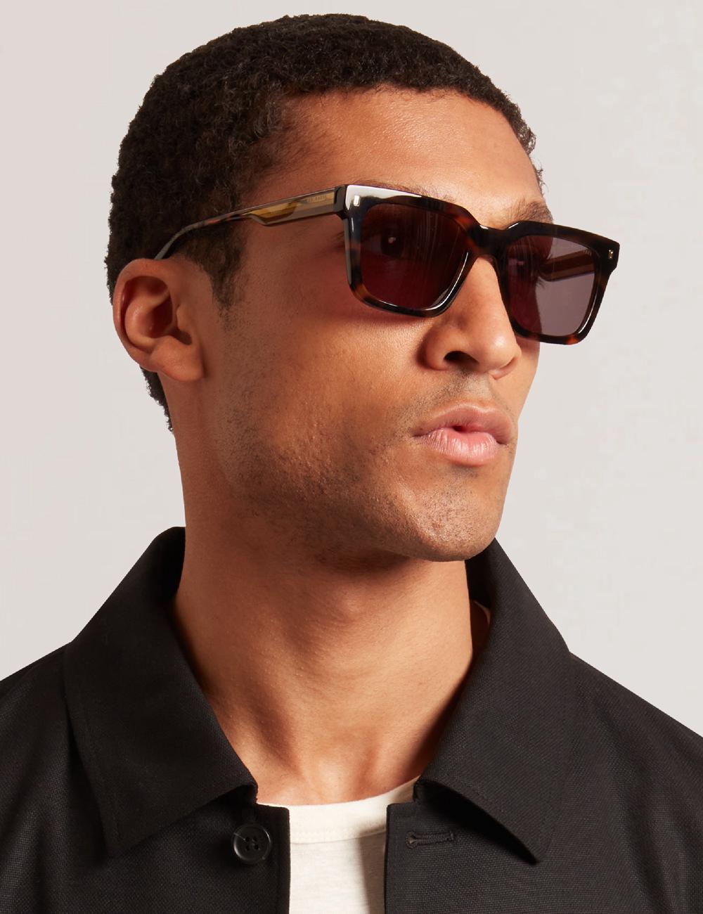 Ted Baker CAIN - Chunky Square Two Tone Zonnebril Heren Bruin | IYND-35816