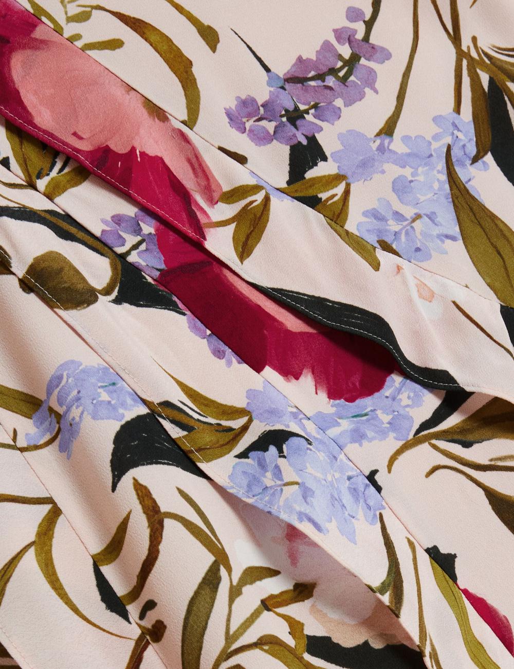 Ted Baker CANDICI - Floral Print Frill Trim With Split Rokken Dames Roze | XGSN-39582