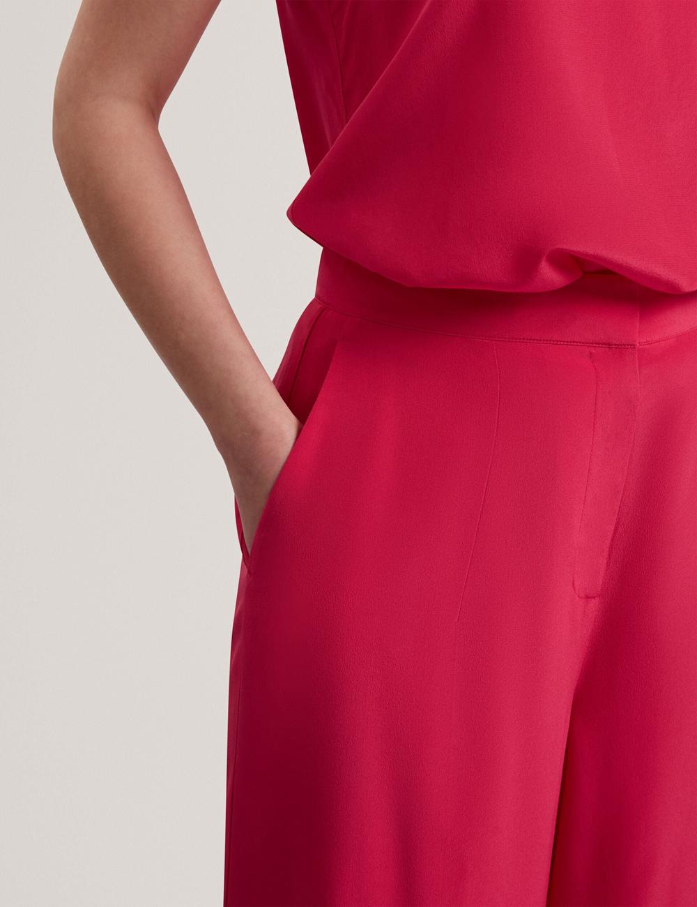 Ted Baker CARLOET - Silk Wide Leg Tailored Broek Dames Fuchsie | INVZ-98501