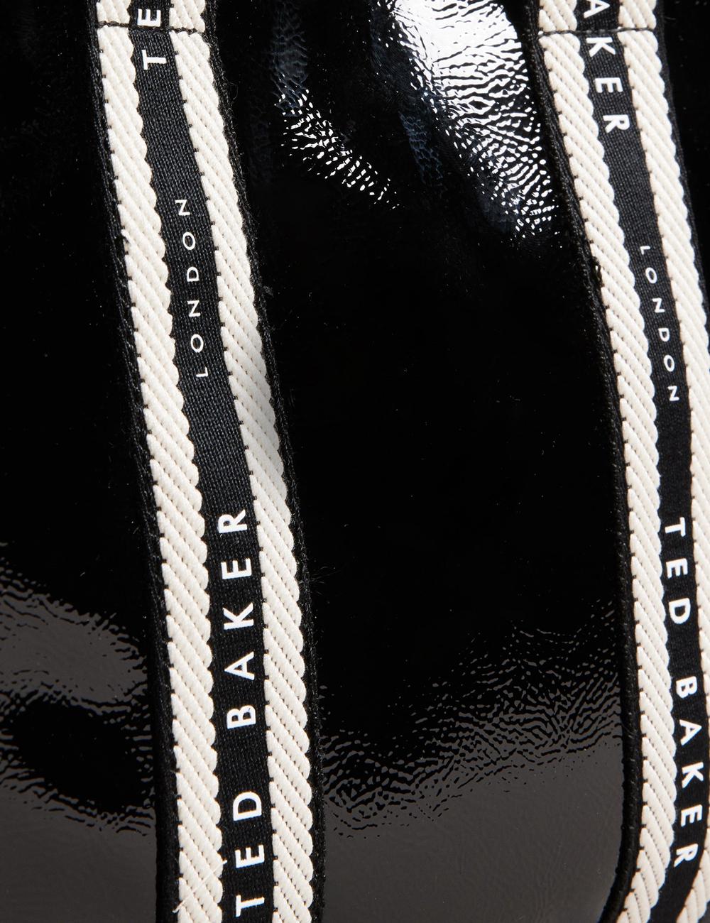 Ted Baker CELIANE - Branded Webbing Patent Small Tote Tassen Dames Zwart | IMTG-95624