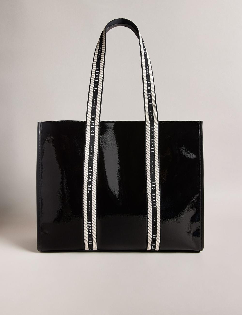 Ted Baker CELINIE - Branded Webbing Faux Leather Tote Tassen Dames Zwart | MCVN-56190