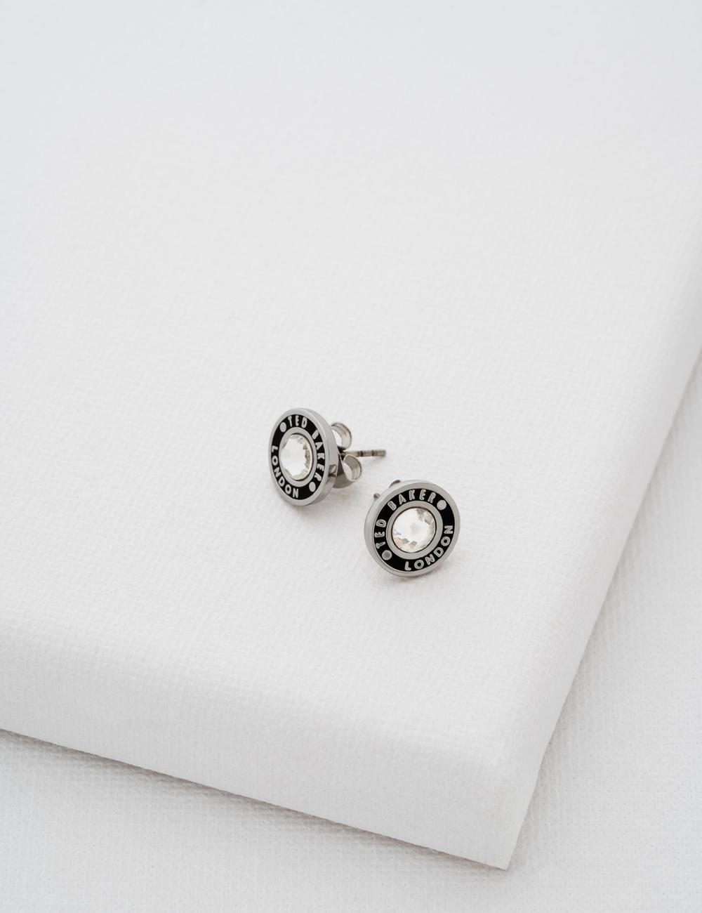 Ted Baker CHERELLE - Branded Crystal Button Stud Oorbellen Dames Zilver | KGIH-72568
