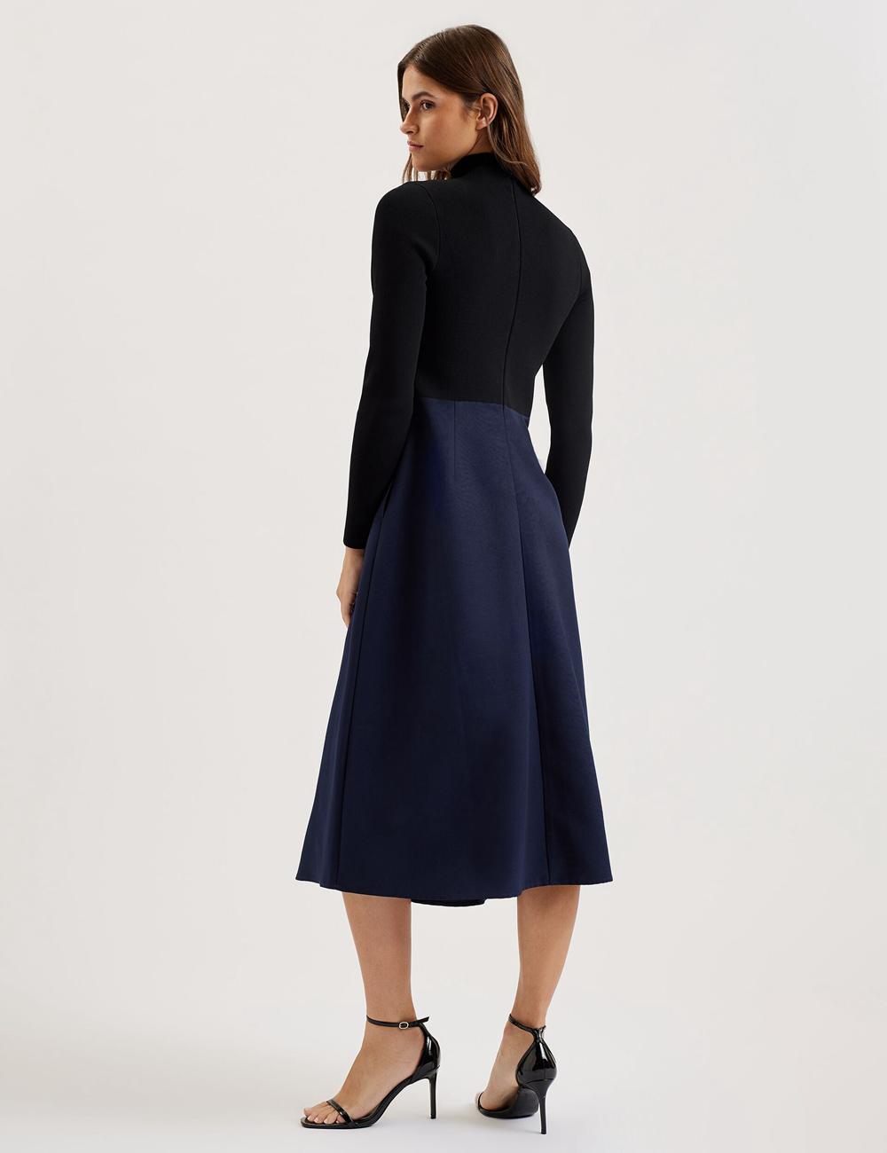 Ted Baker CHIRA - Knit Bodice With Wrap Skirt Midi-jurk Dames Zwart | SQYJ-02754