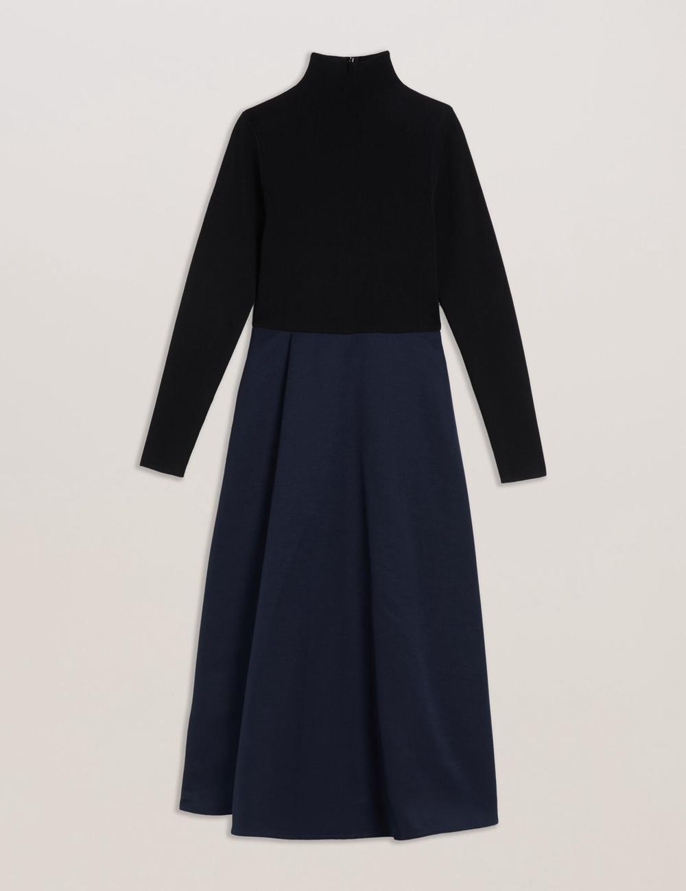 Ted Baker CHIRA - Knit Bodice With Wrap Skirt Midi-jurk Dames Zwart | SQYJ-02754