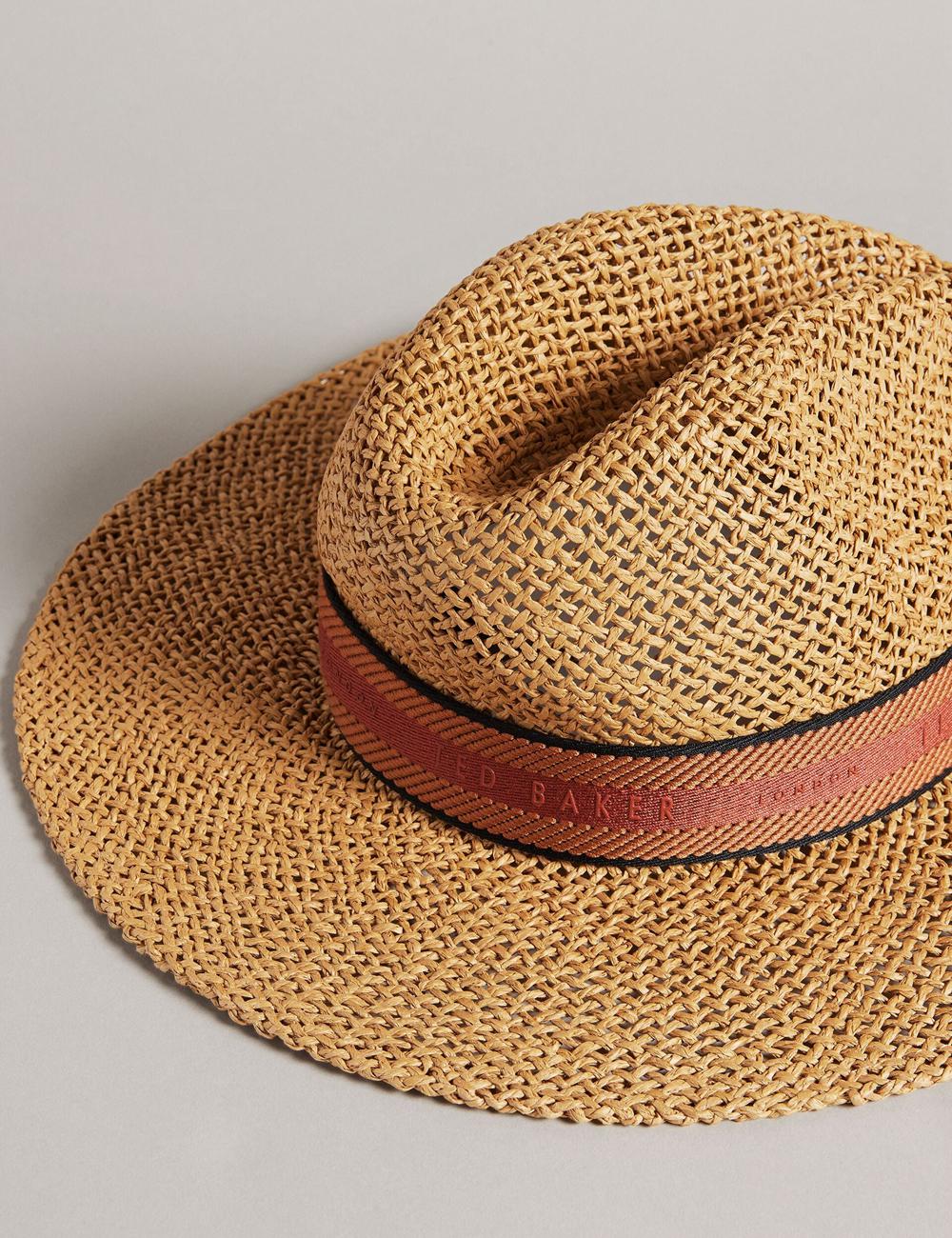Ted Baker CLAIRIE - Straw Webbing Trim Hoeden Dames Ecru | MIJP-34029