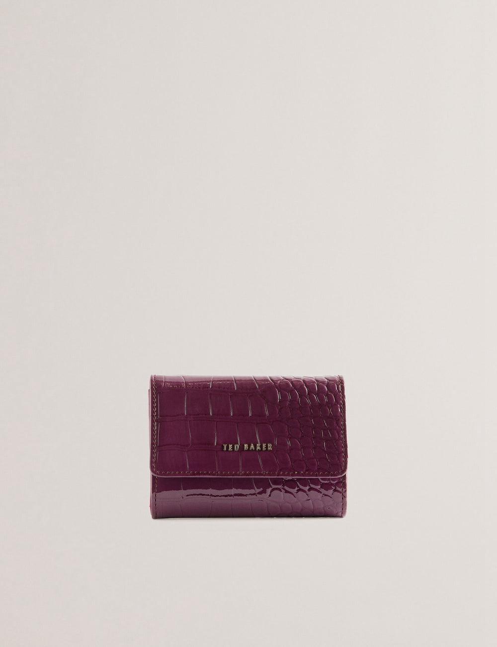 Ted Baker CONILYA - Croc Texture Fold Over Coin Portefeuille Dames Bordeaux | UIPO-83049