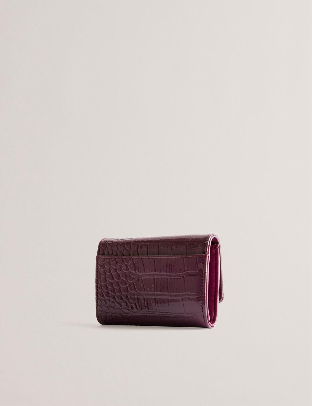 Ted Baker CONILYA - Croc Texture Fold Over Coin Portefeuille Dames Bordeaux | UIPO-83049